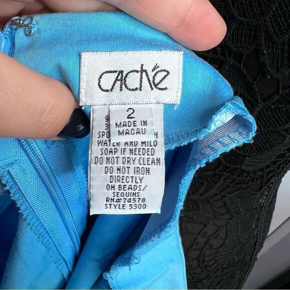 Sz 2 Cache Blue Beaded & floral Embroidered Short Skirt - Picture 9 of 11